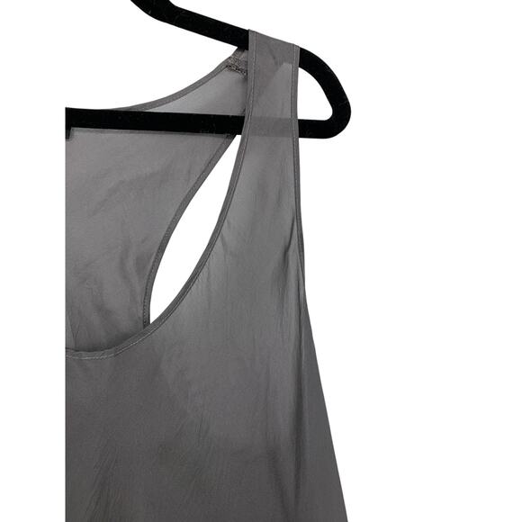 Beautiful People Silk Racerback Tank Top Womens Size Large Dark Gray Scoop Neck - Picture 2 of 5